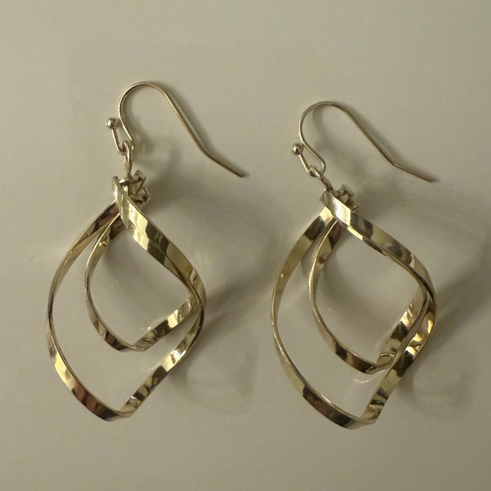 Gold-Tone Double Twist Drop Earrings - Picture 3 of 8